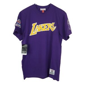 LA Lakers Mitchell & Ness NBA Small Shirt Sleeve Patches Champs Purple‎ NWT